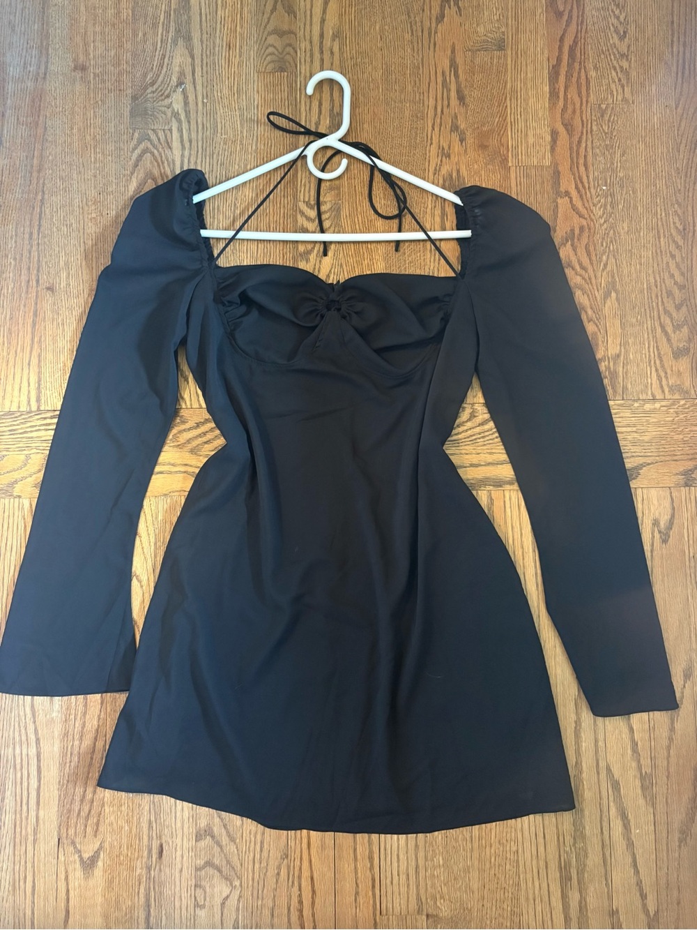 Black Flowy Long Sleeve Dress